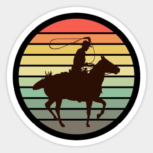 Cowboy Horseman Vintage Sunset Ride Sticker